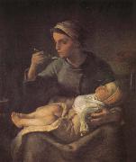 Jean Francois Millet Woman feeding the children oil painting on canvas